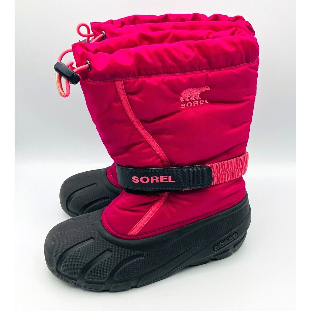 Sorel Snow Boots Youth Size 5 Pink Insulated Removable Liners‎ Adjustable Nice!